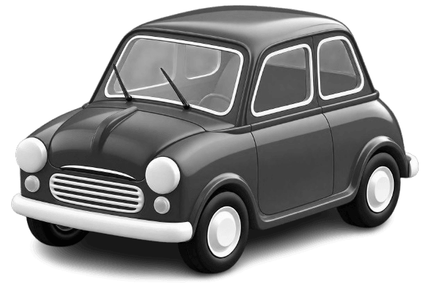 Une voiture, en volume, dans les gris du site